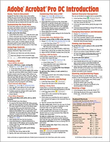 Adobe Acrobat Pro DC (version 2019) Introduction Quick Reference Guide (Cheat Sheet of Instructions, Tips & Shortcuts - Laminated Card)