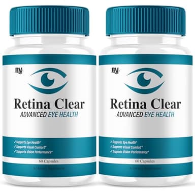 (2 Pack) Retina Clear Advanced Eye Health Supplement, Retina Clear Max Strength Overall Vision & Wellness Supplement, RetinaClear Advanced Vision Support and Eye Health Formula Pills (120 Capsules)