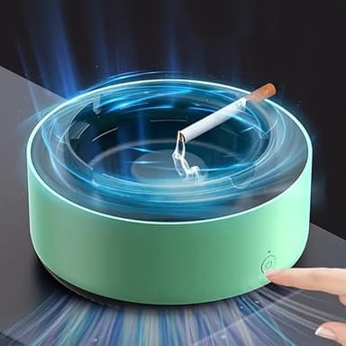 2 in 1 Air Purifier Ashtray Multifunctional Smokeless with Filter,Ashtrays for Cigarettes for Home Indoor Car Office (Grey) (green)