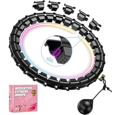 Fit Hoop Weighted Hula Pilates Circles, 32 Detachable Parts & 65-Inch Plus-Size Fit, Weight Loss Fitness Gear, Quiet Home Workout Tool for Waist Training & Gifts for Adult Women