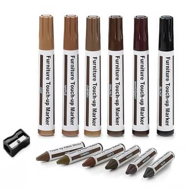 Furniture Floor Scratch Repair Markers and Wax Sticks for Stains, Scratches, Wood Floors, Tables, Desks, Carpenters, Bedposts, Touch Ups, and Cover Ups (Set of 13)