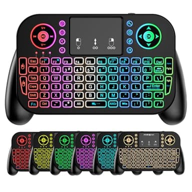 MRSVI Mini Keyboard with Touchpad-2.4GHz & Bluetooth Dual-Mode,7-Color Backlight, Multimedia Hotkeys, Rechargeable, for Android TV Box, Smart TV, Projector, PS3, PC, Tablet, Windows/iOS/Android