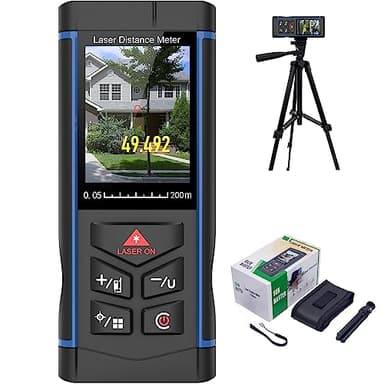 S.Fine 650ft Laser Measuring Tool with Camera, Ultra-Long Range Laser Meters with Tripd for Industrial Surveying, Land Mapping, Large-Scale Infrastructure Projects, Area, Volume & Distance Calculation