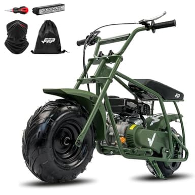 FRP GMB100 Mini Dirt Bike 99CC Gas Powered - 4-Stroke Engine Trail Mini Bike for Youth & Adults, Off-Road Adventure Bike Up to 28 MPH, 220 LBS Capacity, Green