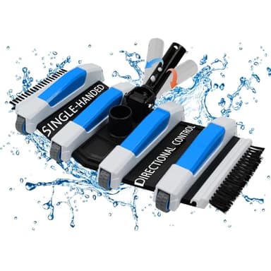 Enhanced Pool Vacuum Head with Direction-Control Handle - Extra-Wide 4LB Professional Weighted Vac Heads Brush & Wheels for Vinyl Liner-Deep Cleaning for Inground & Above Ground Swimming Pool - Blue