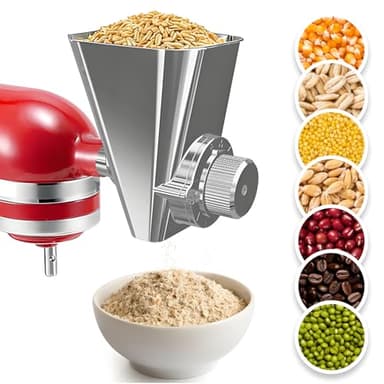 Ezato 2026 Grain Mill Attachment for KitchenAid Stand Mixer, All Metal 9 Levels Flour Mill for KitchenAid, Fit for Grinding Wheat, Corn, Oats, Millet, Coffee Beans