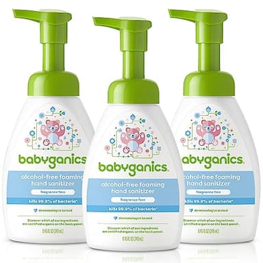 Babyganics Alcohol-Free Foaming Hand Sanitizer, Pump Bottle, Fragrance Free, 8.45 oz, 3 Pack