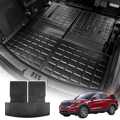 Dattumar Cargo Mat Compatible with 2020-2025 2026 Ford Explorer TPE All Weather Trunk Mat Back Seat Cover Protector for 6&7 Passenger 2025 Explorer Accessories (Upgrade Trunk Mat with Backrest Mat)