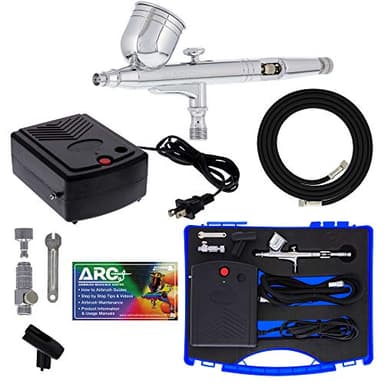 Master Airbrush Cake Airbrush Decorating Kit with Dual-Action Air brush with 1/3oz. Cup and 0.3mm Tip, Mini Compressor, Hose, Storage Case and How-To-Airbrush ARC Link Card