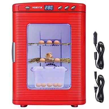 RYFT Incubators for Hatching Eggs, 25L Portable Reptile Scientific Lab Incubator with 5°C-60°C, 12V/110V Heating and Cooling for Small Reptiles (Red)