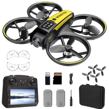 Drone with HD Camera 4.5inch Screen Controller, Under 250g Mini RC Quadcopter Headless Mode One-Key Takeoff/Landing Optical Flow Positioning M23 Drones with 2 Batteries for Adult Beginners (Black)