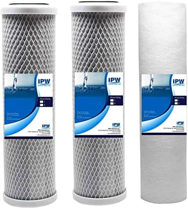 IPW Industries Inc. | 3-Pack Krystal Pure KR15 Reverse Osmosis Water Filter Cartridge - Carbon Block & Sediment Filter for Effective Water Filtration