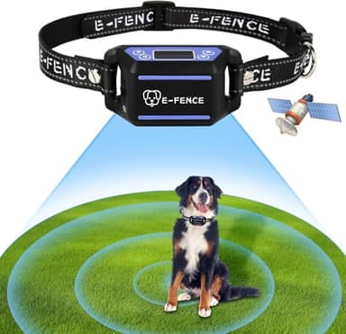 E-FENCE GPS Wireless Dog Collar Fence System,Electric Fence for Dogs,Adjustable Warning Strength,Pet Containment System, Outdoor Use Only