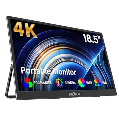 InnoView 4K Portable Monitor 18.5" 3840x2160 UHD USB-C HDMI for Laptop, 400 nits IPS Computer Gaming Display HDR Travel Monitor with W/180°Adjustable Stand for Desktop Mac Phones Tablet PS5/4 Switch
