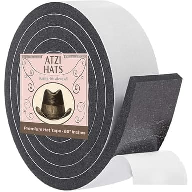 Atzi Hats Hat Tape Roll 60" (5 Feet) Foam Hat Size Reducer for Loose Hats Cap Sizing Insert Strip for Fedora, Baseball, Cowboy, Western, Panama & Straw Hats Sweatband Filler for Better Hat Fit Comfort