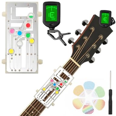 Guitar Chord Presser Guitar Trainer Practice Learning Tools Cord Presser for Acoustic Chord Helper Learn for Beginners Adults (guitar clip on tune、chord)