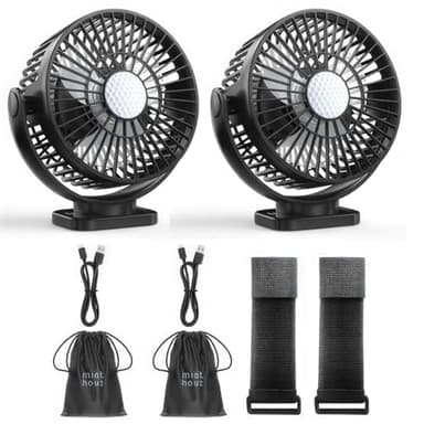 Minthouz Magnetic Golf Cart Fan, Rechargeable 12000mAh Fan, 3-Speed 360° Rotation, Timer Function, LED Lighting, Magnetic Base & Strap, Compatible with EZGO, Club Car, Yamaha Golf Carts 1Pack