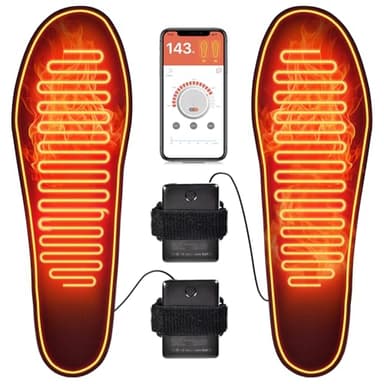 Heated Insoles, Foot Warmer with 5000 mAh Battery（External Battery）,4 Heat Settings Mobile app to Control Temperature, for Men and Women (S Size 3.5-7.5)