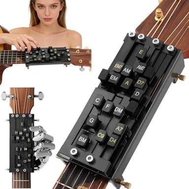 Guitar Chord Trainer & Presser Tool - Portable Practice Buddy for Beginner Adults, Acoustic Electric Guitar Learning Helper with Clip-On System