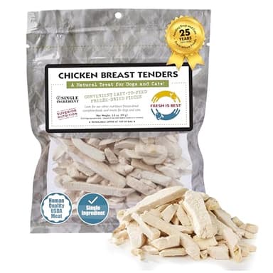 Fresh Is Best Freeze Dried Dog Treats - Raw Freeze Dried Chicken Breast for Dogs & Cats - Healthy Dog Training Treats in Resealable Zipper Bag - High-Protein Single Ingredient - Made in the USA