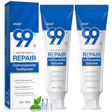 9.9% Hydroxyapatite Toothpaste - 2 Pack, Protects Enamel and Strengthens Teeth, Cleans and Cares for Oral Health, Freshens Breath, Non-Irritating, Natural and Safe, 8.46 Oz