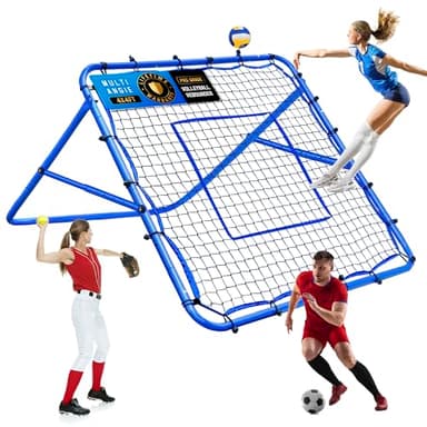 Volleyball Rebounder Net, Soccer Baseball Rebound Pitchback Net, 4x4ft Adjustable Target Practice Nets, Easy Setup Softball Bounce Back Trainer Equipment, Improve Sport Training Skills for Backyard