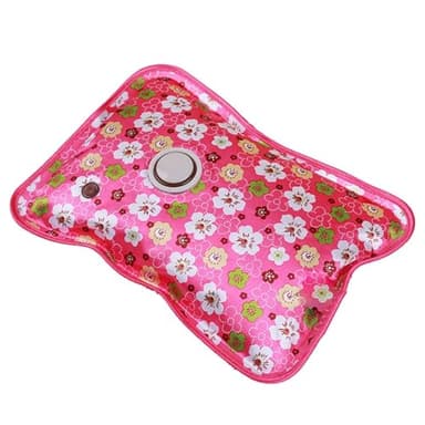 Rechargeable Electric Hot Water Bottle with Flower Pattern, Leakproof Pain Relief for Cramps & Back