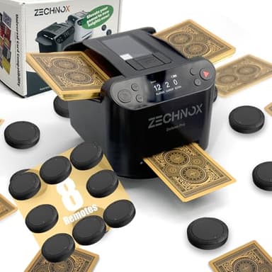 2026 New Smart 3-in-1 Automatic Card Shuffler and Dealer,Programmable Card Dealer,Card Shuffler 2 Deck,360° Rotation,Ultra Quiet,Rechargeable,Support 12 Players (Jet Black Pus)