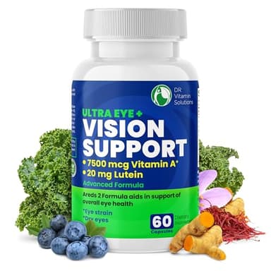 Vision Support Eye Vitamins for Macular Health | Supplements with Lutein, Zinc, Vitamin A & Bilberry | Areds 2 Formula for Red & Dry Eyes, Sight Care (1 Bottle, 60 Capsules)