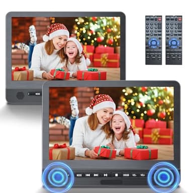 DESOBRY 12.5 Inch Car DVD Player Dual Screen, Rechargeable Headrest headrest DVD Player with 5 Hrs Playtime, Region-Free Portable DVD Player for Kids, Sync Play, USB/AV Out, Road Trip Essentials