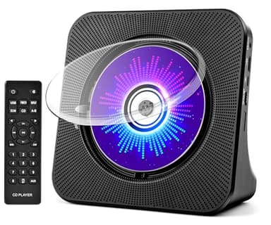 Desktop CD Player with Speakers, ROADOM CD Players for Home, Portable CD Player with Bluetooth Hi-Fi Stereo Sound,Remote Control,Supports CD/Bluetooth/FM Radio/U Disk/AUX/Timer/Repeat,Black