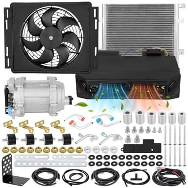 Universal Under Dash Electric Air Conditioner Heating and Cooling 12 Volt DC 10000 BTU A/C Unit Kit, AC Heater System with Evaporator Condenser Compressor for Car RV Van Truck ATV Pickup Tractor