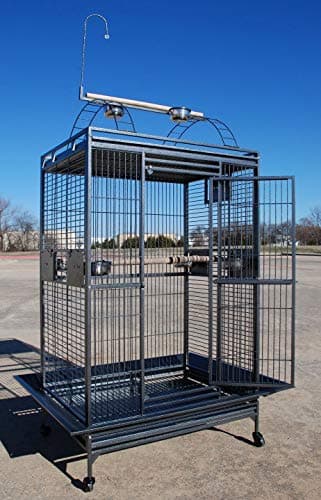 XX-Large Castle PlayTop Parrot Cage 32" W x 23" L x 66" H for Large Size Macaws Cockatoos African Grey Amazon (Black)