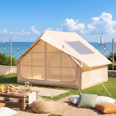 YOLENY Inflatable Tents for Camping with Skylight, Blow Up Tent with Large Mesh Doors & Hand Pump, 1 Minute Quick Setup Air Tent, Waterproof Oxford