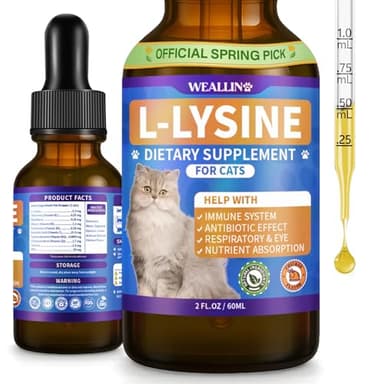 WEALLIN L-lysine Supplement for Cats, Immune Support for Cats, Support for Feline Respiratory, Sneezing, Runny Nose, Eye Function, Helps Strengthen Natural Defenses, Chicken Flavor (1PC)