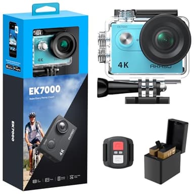 AKASO EK7000 4K30FPS 20MP WiFi Action Camera with EIS Ultra HD 131FT Waterproof Underwater Camera Remote Control 4X Zoom Support External Microphone
