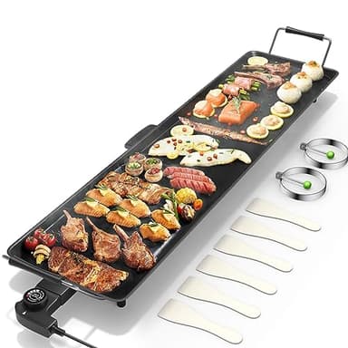 Costzon 35" Electric Griddle, 2000W Nonstick Extra Large Griddle, Long Table Top Grill w/5-Level Temp & Drip Tray, Indoor Outdoor Cooking Plates Teppanyaki Grill for Pancake, BBQ, Camping Gatherings