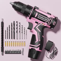 Pink Cordless Drill Set, Electric Power Drill for Women, Lightweight Electric Screwdriver Driver with Battery & Charger, 3/8" Keyless Chuck, Womens Tool Kit for Home DIY Projects