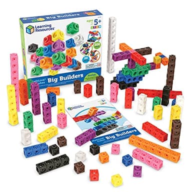 Learning Resources MathLink Cubes Big Builders - Math Manipulatives Kindergarten Games, Pattern Building Blocks, Counting Blocks, STEM Sets, Classroom Counters, Fine Motor Skills, Gifts For Kids