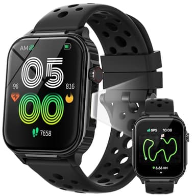 Parsonver Smart Watch for Men Women GPS, 10-Day Battery Fitness Tracker with Bluetooth Calling, 100+ Sports Modes, Heart Rate, Sleep Monitor, Step Counter, Activity Tracker for Android & iPhone, Black