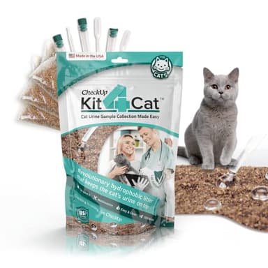KIT4CAT 2lb Hydrophobic Cat Litter for Urine Sample Collection, Uniquely Made with Natural Sand - Keeps Liquid Clean and On Top | CheckUp on Your Cat's Wellness at Home (3 x 11oz Bags)