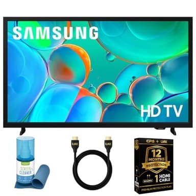 Samsung 32-Inch Smart LED TV Bundle - HD 720p, HDR, Bluetooth, w/ 12 Month CPS Protection, AUX HDMI Cable, and Screen Cleaning with Microfiber Cloth.