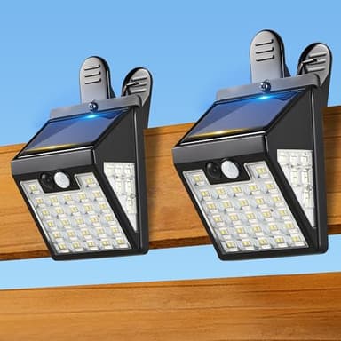 Thumok Clip On Solar Lights Outdoor,Motion Sensor Outdoor Lights, 72LEDs 600LM Clip on Solar Fence Lights Outdoor Waterproof LED,Solar Lights for Wall Fence,Deck, Gutter,Camping (2, Black)