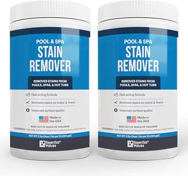 Essential Values Swimming Pool & Spa Stain Remover (2 LBS) - Compatible with Vinyl Liners, Fiberglass & Metals - Effective Formula Removes Rust & Tough Stains