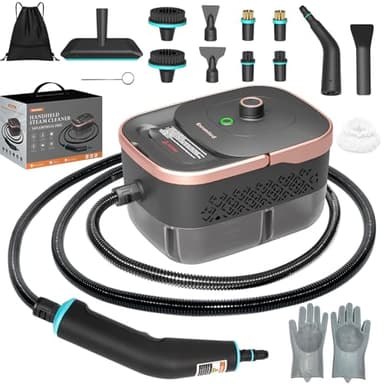 Handheld Steam Cleaner for Home,15s Heat-Up 42.27oz Tank,2500W Portable Steamer for Cleaning,with 15 pcs Accessories,Pressurized Steam Cleaner,Grease,Grout,Furniture,Bed Bugs,Floor,Couch and Car