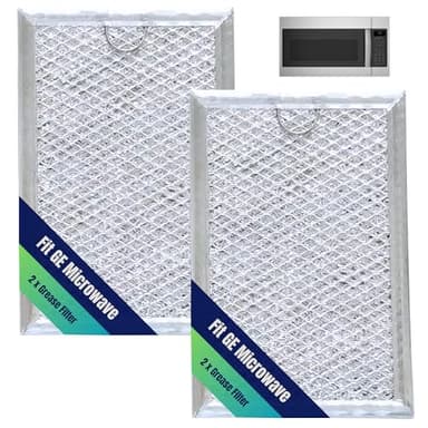 Microwave Filter Replacement, 2 Pcs Durable Aluminum Grease Filter for JVM7195SK6SS PNM9216SK5SS JVM7195EK5ES JNM7196DK5BB (2 Pcs Grease Filter)