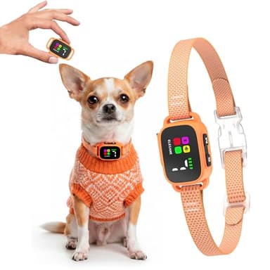 Tiny Bark Collar for Small Dogs 5-15 lbs and Puppies - No Shock Anti Barking Collar - Rechargeable Smart Collar for Dog Training with 7 Sensitivity Levels and 3 Beep&Vibration Modes (Pure Orange)