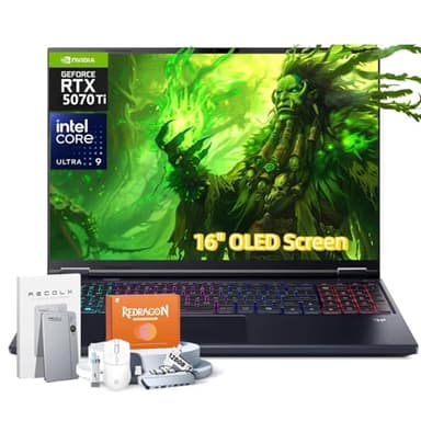 Acer Predator Helios Neo 16S AI Gaming Laptop, Intel Core Ultra 9 275HX Up to 13 NPU Tops, RTX 5070Ti, 32 GB DDR5, 1 TB SSD, 16" 240Hz OLED, Win11 Pro, W/RECOLX AI Voice Recorder, REDRAGON Accessories