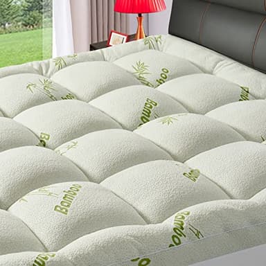 PATSBA Premium Viscose Made from Bamboo RV King Size Mattress Topper for Back Pain, Quilted Fitted Extra Thick Mattress Pad,Pillow Top Mattress Cover with Deep Pocket Up to 21 Inches（72 * 80inch）