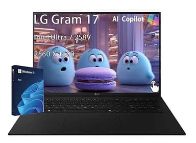 LG gram 17 Laptop Lightweight Business, Windows 11 Pro, 32GB RAM, 2TB SSD, WQXGA 2560 x 1600 Touchscreen, AI Copilot, Intel Ultra 7 258V (Series 2 up to 4.8GHz), Intel Arc, Backlit, with 5in1 Kit